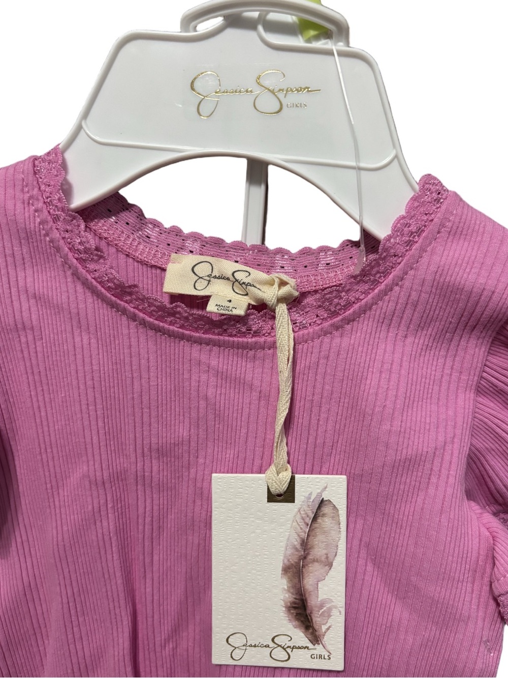 Jessica Simpson Toddler Pink Flutter Sleeve Top - Pink - Picture 3 of 4